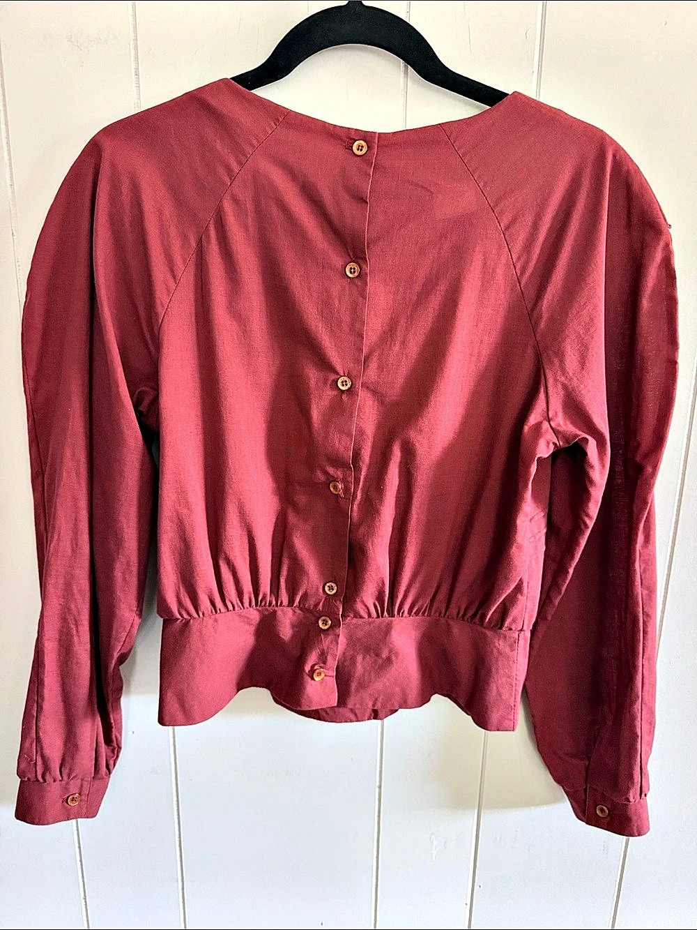 Sue Wong Vintage Scalloped Embroidered Top XS Burgundy Edwardian Victorian - Picture 8 of 14